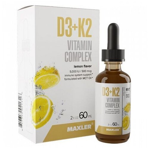 MAXLER D3+K2 Vitamin Complex фл., 60 мл, 120 г, лимон фото