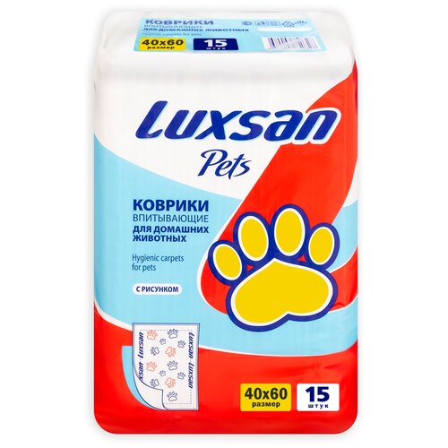 Пеленки для собак впитывающие Luxsan Pets с рисунком 60х40х60 см 15 шт. 1 шт. 60 см 40 см 60 см красный фото