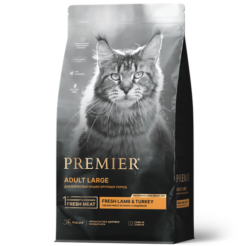 Сухой корм для кошек Premier Cat Adult Large Fresh Lamb&Turkey (Свежее Мясо Ягненка с Индейкой) 400 гр фото