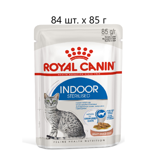 Влажный корм для стерилизованных кошек Royal Canin Indoor Sterilised, для живущих в помещении, 84 шт. х 85 г (кусочки в соусе) фото