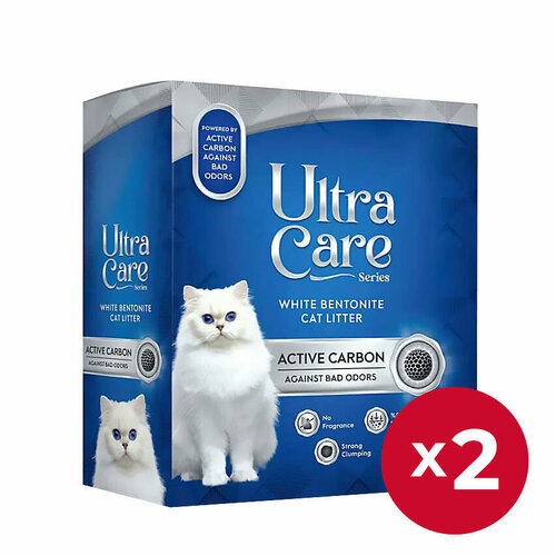 Ultra Care Active Carbon комкующийся наполнитель для кошачьего туалета с активированным углем, в двойном картоне - 7 кг х 2 шт фото