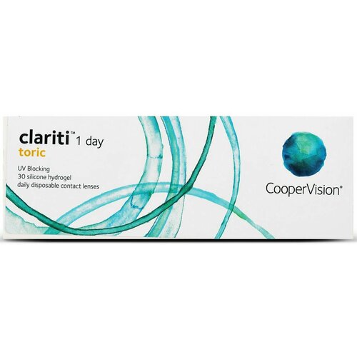 Контактные линзы CooperVision Clariti 1 day toric., 30 шт., R 8,6, D 0, CYL: -1,25, AХ: 30, прозрачный, 1 уп. фото