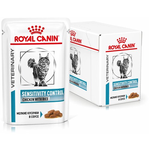 Влажный корм для кошек Royal Canin Sensitivity при проблемах с ЖКТ, при аллергии, с курицей, с рисом 12 шт. х 85 г (кусочки в соусе) фото