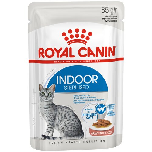 Влажный корм для стерилизованных кошек Royal Canin для живущих в помещении 14 шт. х 85 г (кусочки в соусе) фото