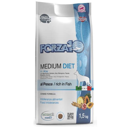 Сухой корм для собак Forza10 Diet, гипоаллергенный, рыба 1 уп. х 1 шт. х 1500 г (для средних пород) фото