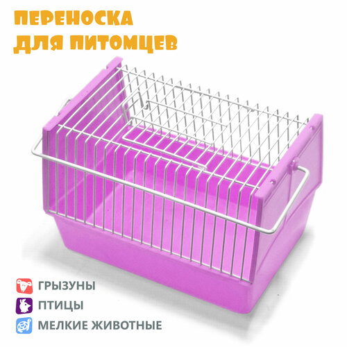 Переноска для хомяка, для крысы, для мелких животных, N1, 21х15х14 см, сиреневая фото