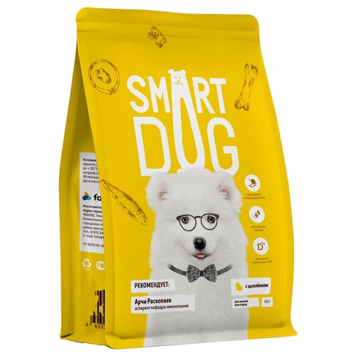 Сухой корм для щенков Smart Dog с цыпленком 1 уп. х 2 шт. х 800 г фото