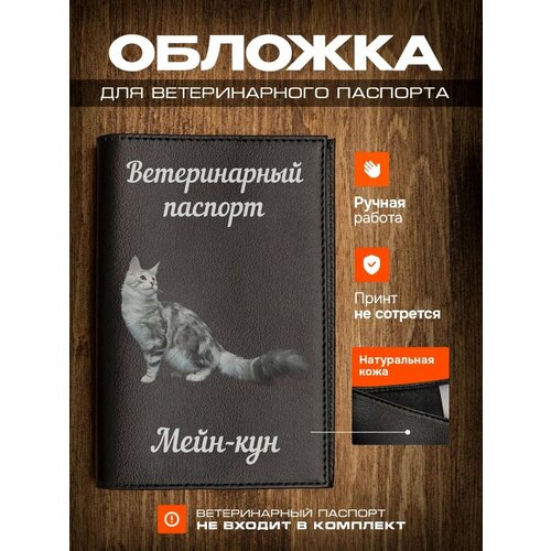 Обложка на ветеринарный паспорт для кошек с принтом Мейн-кун фото