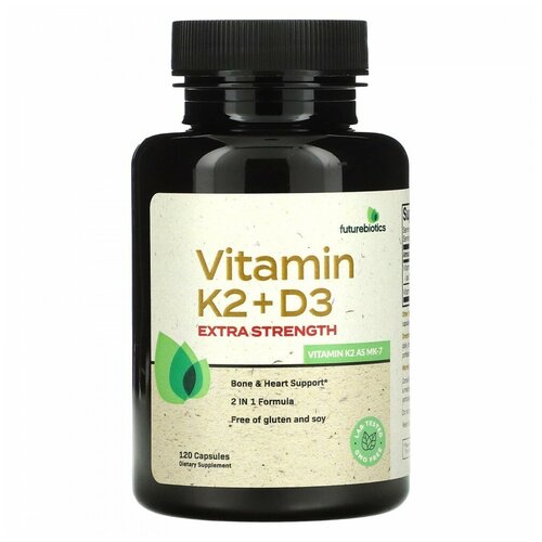 FutureBiotics, Vitamin K2 + D3, Extra Strength, 120 Capsules фото