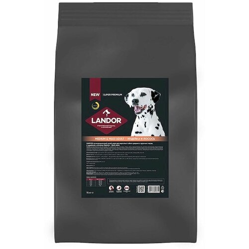 Сухой корм Landor Adult Dog для взрослых собак cредних и крупных пород c индейкой и лососем 15 кг фото