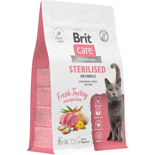 Сухой корм для стерилизованных кошек Brit Care Cat Sterilised Metabolic​​​​, с индейкой 0,4 кг фото