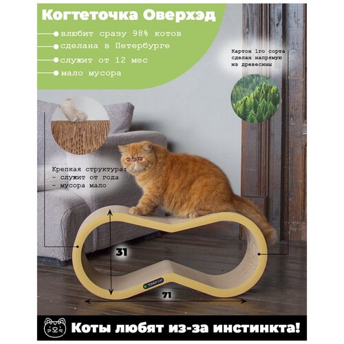 Когтеточка из картона для кошек Tommy Cat ОверХэд, желтая фото