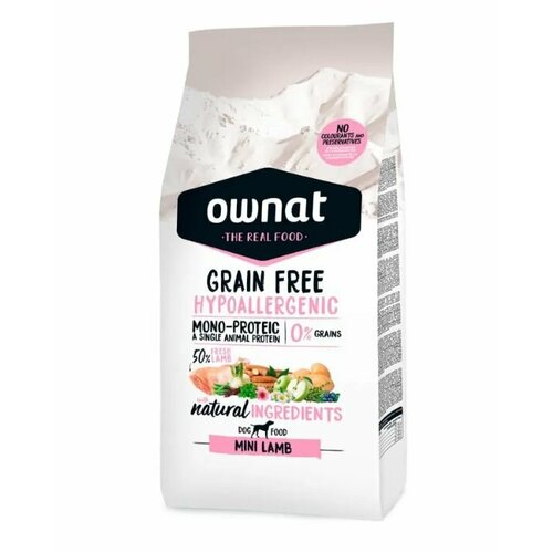 Ownat Grain Free Hypo Сухой корм гипоаллергенный для собак мелких пород, с ягненком, 1 кг фото