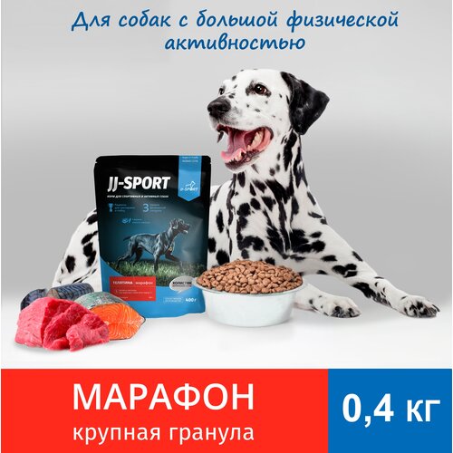 Живая Сила JJ-SPORT Марафон сухой корм для взрослых собак всех пород с телятиной, крупная гранула 0.4 кг фото