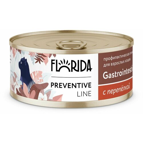 FLORIDA Gastrointestinal Консервы для кошек при расстройствах пищеварения, с перепёлкой 0,1 кг. х 1 шт. фото