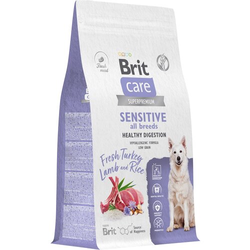 Сухой корм для собак всех пород Brit Care Dog Adult Sensitive Healthy Digestion, чувствительное пищеварение, с индейкой и ягненком 1,5 кг фото