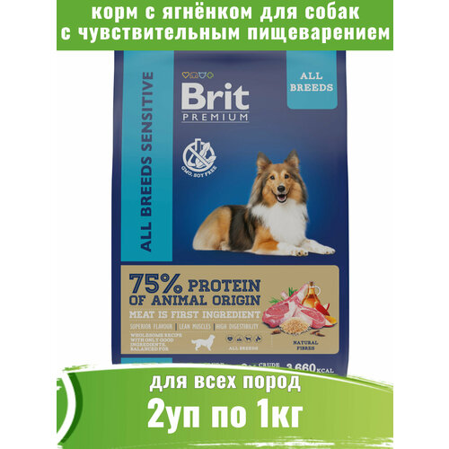 Brit Premium Dog Sensitive 2шт по 1кг корм для собак с чувствительным пищеварением фото