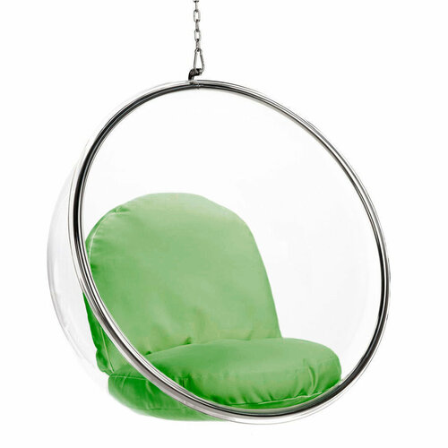 фото Кресло-шар подвесное Bubble Chair (Бабл) прозрачное, зеленые подушки, купить за 53900 руб онлайн