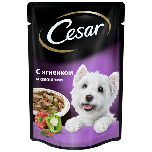 Влажный корм для собак Cesar ягненок, с овощами 1 уп. х 50 шт. х 85 г (для крупных пород) фото