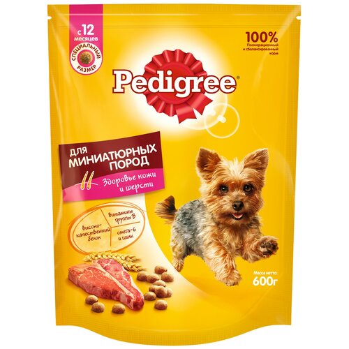 Сухой корм для собак Pedigree говядина 1 уп. х 12 шт. х 600 г (для мелких и карликовых пород) фото