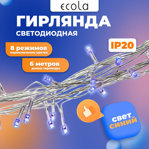 Гирлянда светодиодная Нить IP20 синий 6м фото