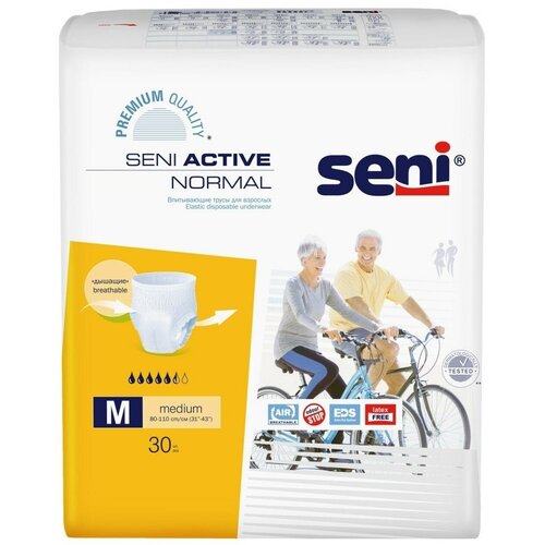 Трусы - подгузники впитывающие для взрослых Seni ACTIVE NORMAL medium (обхват 80-110 см), 30 шт. фото