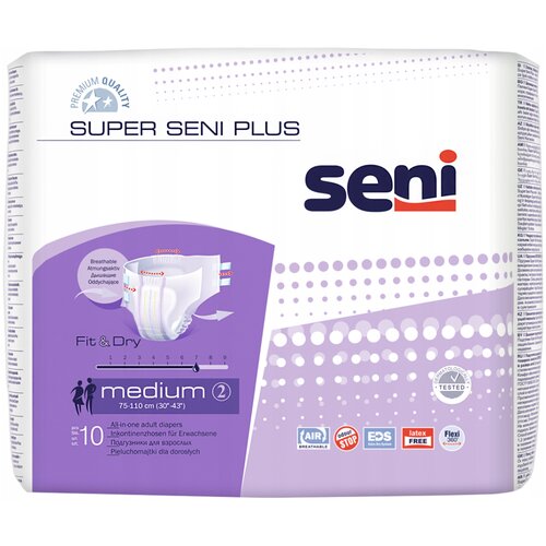 Подгузники для взрослых Super Seni plus medium (обхват 75-110 см) 10 шт. фото