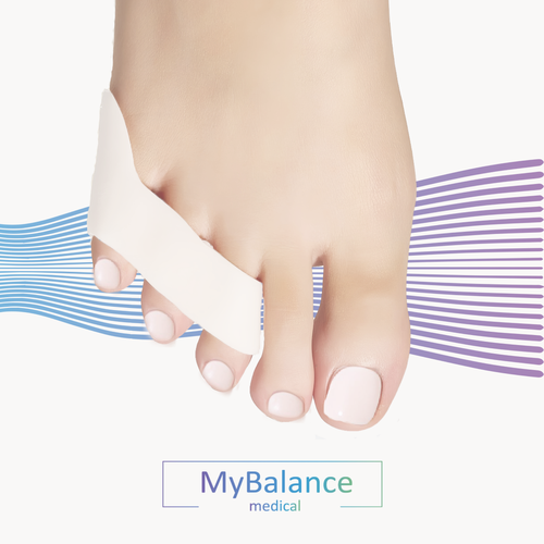 Фиксатор для мизинца стопы при переломе MyBalance, на три пальца, силиконовый, универсальный, белый, 2 шт фото