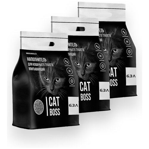 Наполнитель для кошачьего туалета впитывающий CatBoss, 18,9 л (3х 6,3л) фото