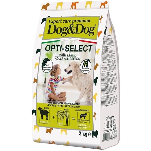 Сухой корм Dog&Dog Expert Premium Opti-Select для взрослых собак всех пород с ягненком 3кг фото