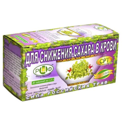 Сила Российских Трав чай №19 Для снижения сахара крови ф/п, 57 г, 20 шт., мята фото