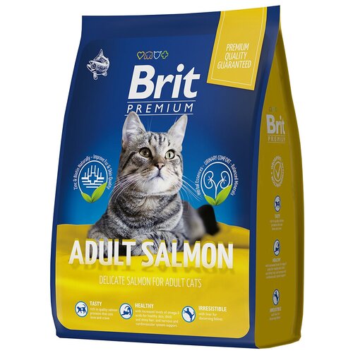 Brit Premium Cat Adult Salmon сухой корм премиум класса с лососем для взрослых кошек, 0,4кг, 1шт фото