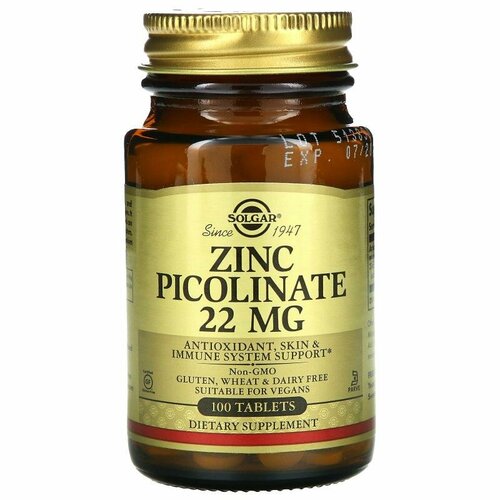 Zinc Picolinate 22 mg 100 таблеток Цинк Solgar фото