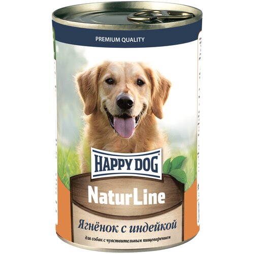 Влажный корм для собак Happy Dog NaturLine, при чувствительном пищеварении, ягненок, индейка 1 уп. х 1 шт. х 410 г фото