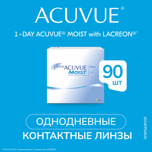 Контактные линзы ACUVUE 1-DAY MOIST with Lacreon, 90 шт., R 8,5, D -10 фото