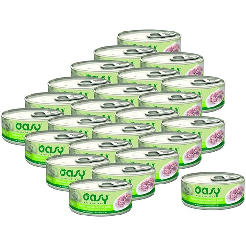 Oasy Wet cat Specialita Naturali Tuna Chicken flake дополнительное питание для кошек с тунцом и курицей в консервах - 70 г х 24 шт. фото