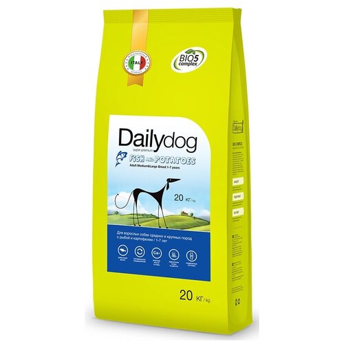 Сухой корм для собак DailyDog рыба, с картофелем 1 уп. х 1 шт. х 20000 г (для средних и крупных пород) фото