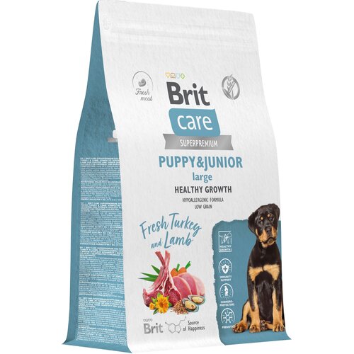 Сухой корм для щенков крупных пород Brit Care Dog Puppy&Junior L Healthy Growth​, с индейкой и ягненком 3 кг фото