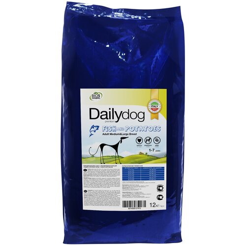 Сухой корм для собак DailyDog рыба, с картофелем 1 уп. х 1 шт. х 12000 г (для средних и крупных пород) фото