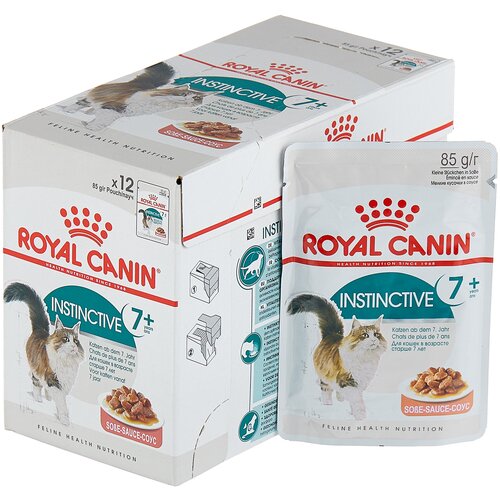 Влажный корм для пожилых кошек Royal Canin Instinctive +7, с мясным ассорти 12 шт. х 85 г (кусочки в соусе) фото