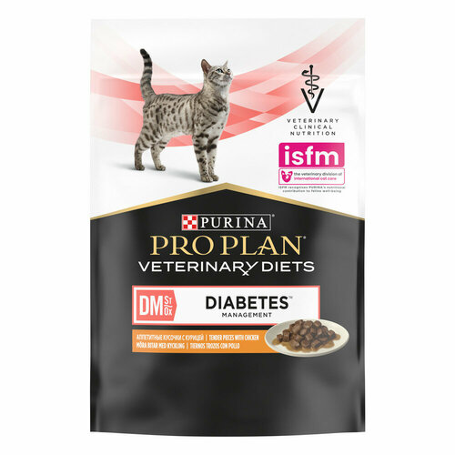 Pro Plan Veterinary Diets Diabetic Management пауч для кошек при сахарном диабете (кусочки в соусе) Курица фото