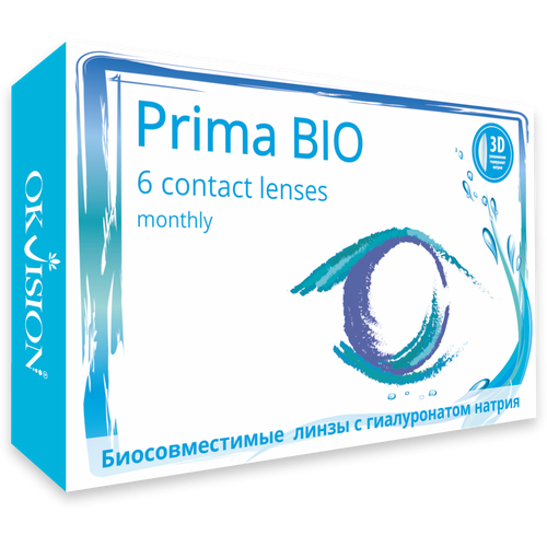 Контактные линзы OKVision PRIMA BIO, 6 шт., R 8,6, D -5,25, бесцветный, 1 уп. фото