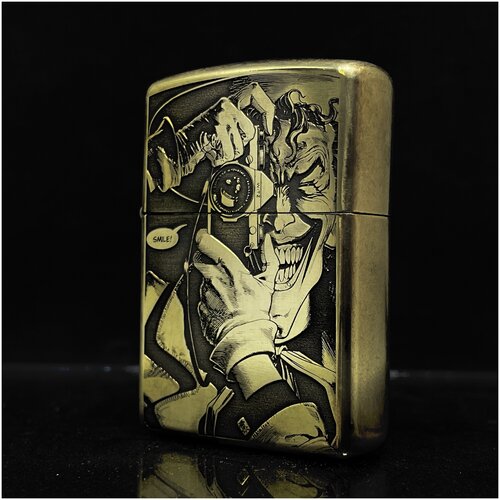 Зажигалка бензиновая Zippo(Armor) Джокер Custom Латунь с глубокой объемной гравировкой фото