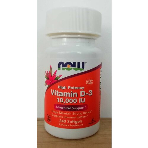 NOW Vitamin D3 10000 IU, 240 капсул Витамин Д3 10000 МЕ, 240 капсул фото