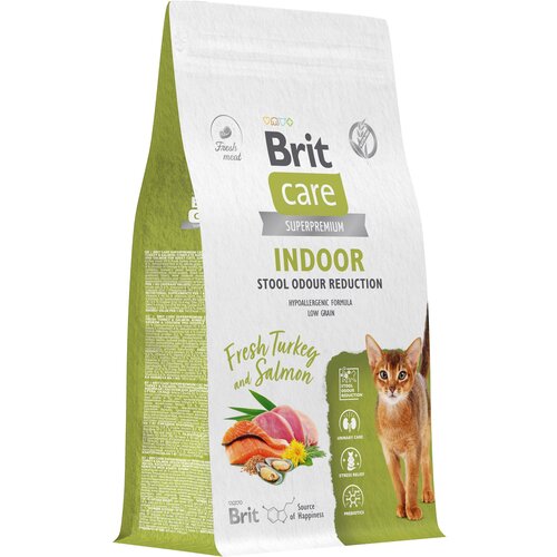 ​Сухой корм для домашних кошек Brit Care Cat Indoor Stool Odour Reduction, с индейкой и лососем 1,5 кг фото