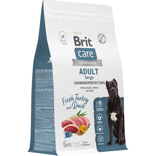 Сухой корм для собак крупных пород Brit Care Dog Adult Large Chondroprotectors​​, здоровье костей и суставов, с индейкой и уткой 3 кг фото