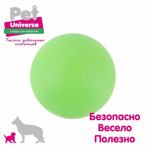 Игрушка для собак Pet Universe Люминисцентный мячик светящийся в темноте, диаметр 6 см, PVC, зелёный, PU3035GN фото