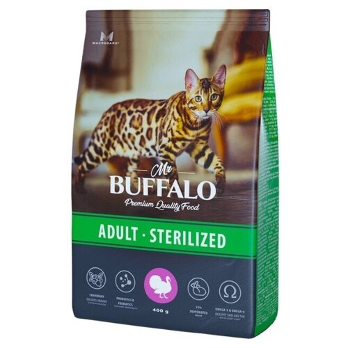 Баффало Mr.Buffalo Sterilized 0,4кг с индейкой сухой корм для стерилизованных кошек фото