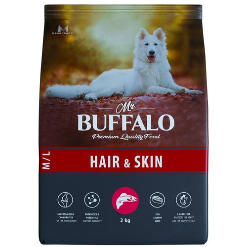 Mr.Buffalo HAIR & SKIN сухой корм для собак средних и крупных пород Лосось 2кг фото