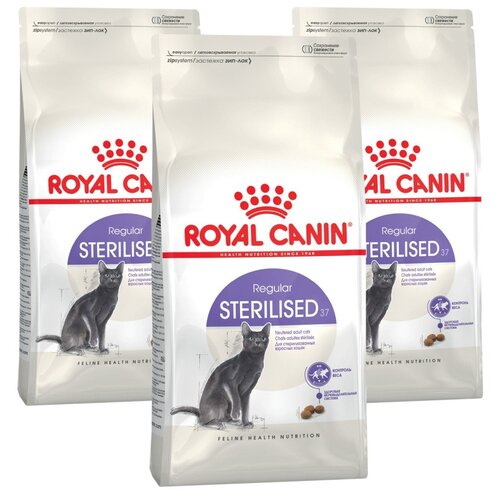 Сухой корм для стерилизованных кошек Royal Canin Sterilised 37 3 шт. х 2000 г (кусочки в соусе) фото